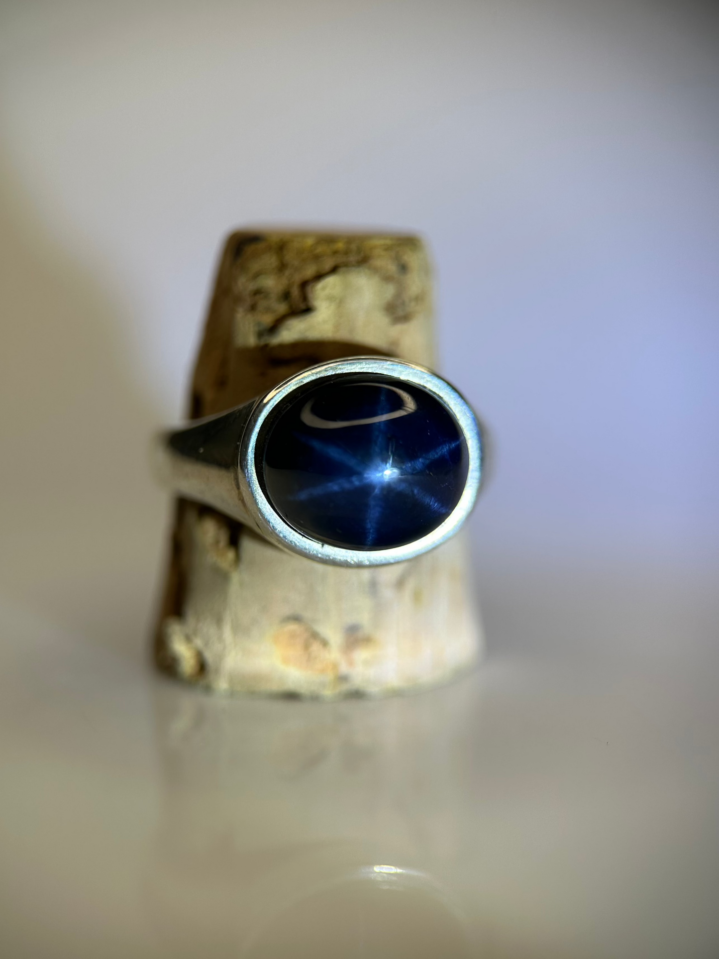Star Sappphire Cabochon Silver Ring