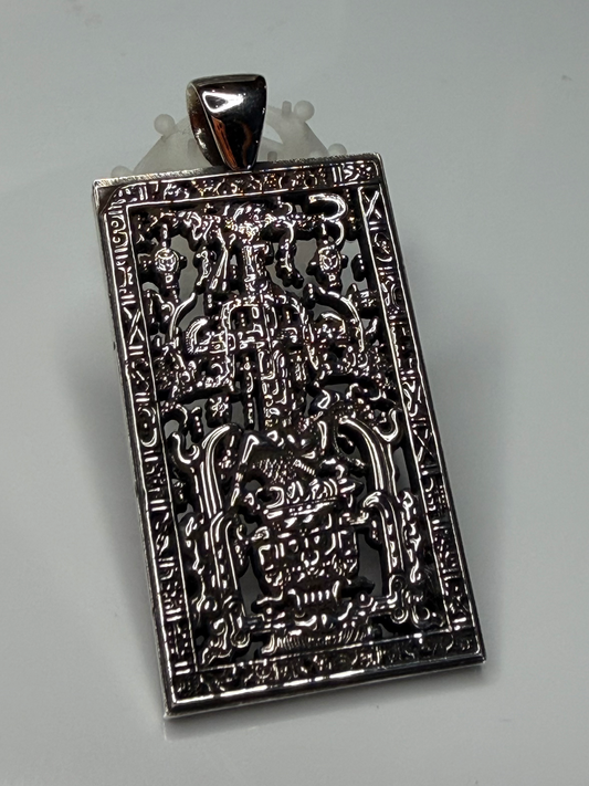 Pakal Tomb Lid Skeletonized Sterling Silver Pendant