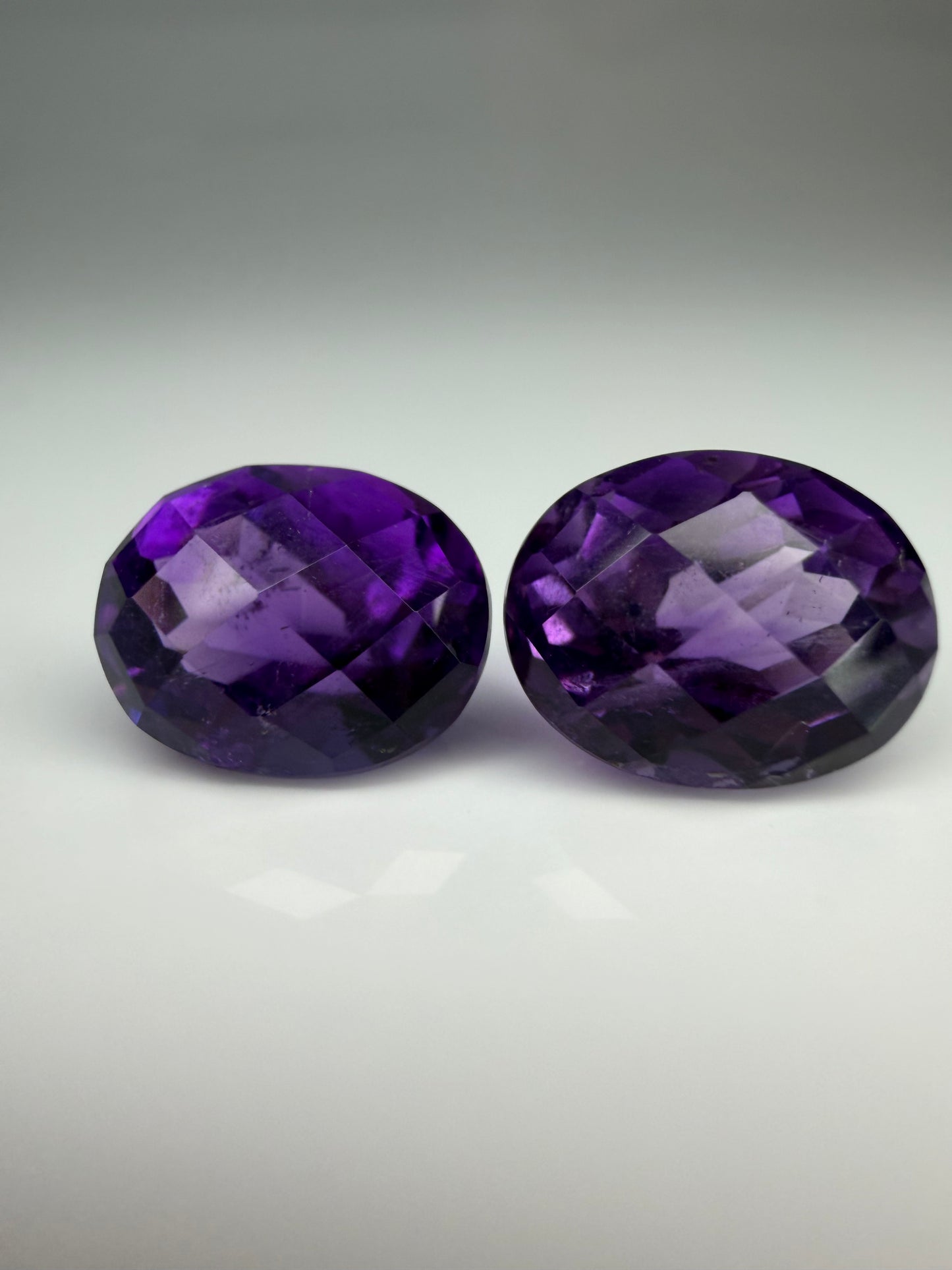 Matched Pair of Natural Oval Faceted Amethysts 4.30 Total Carats