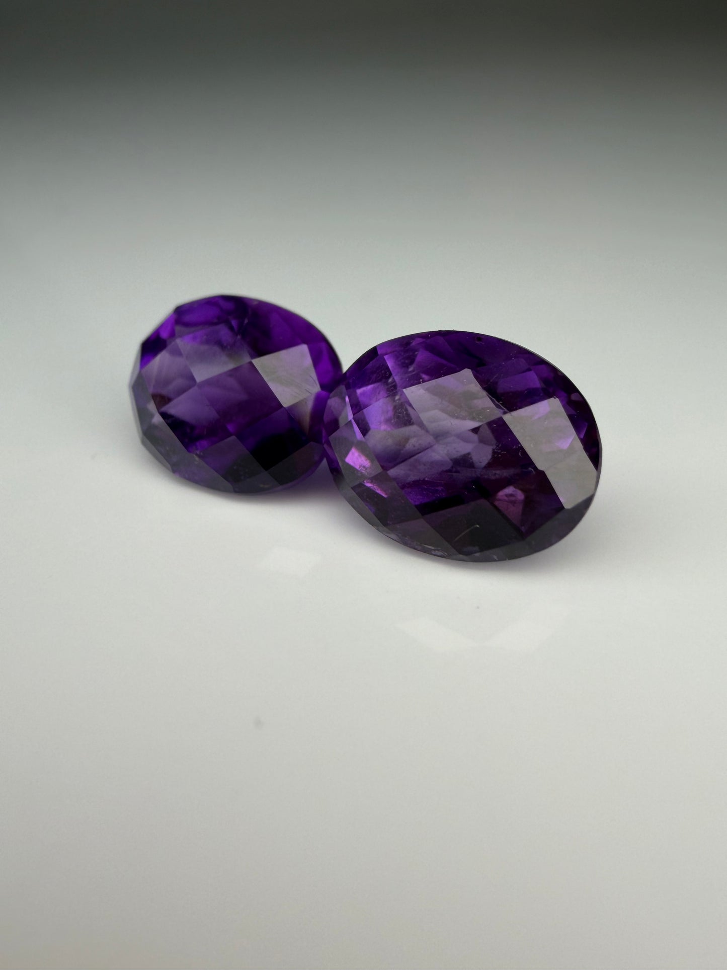 Matched Pair of Natural Oval Faceted Amethysts 4.30 Total Carats