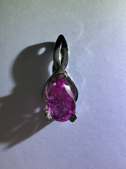 Pink Tourmaline White Gold Pendant