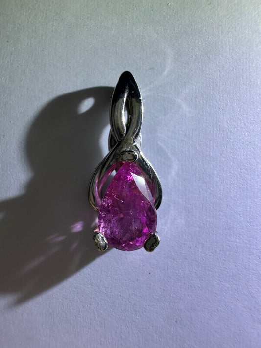 Pink Tourmaline White Gold Pendant