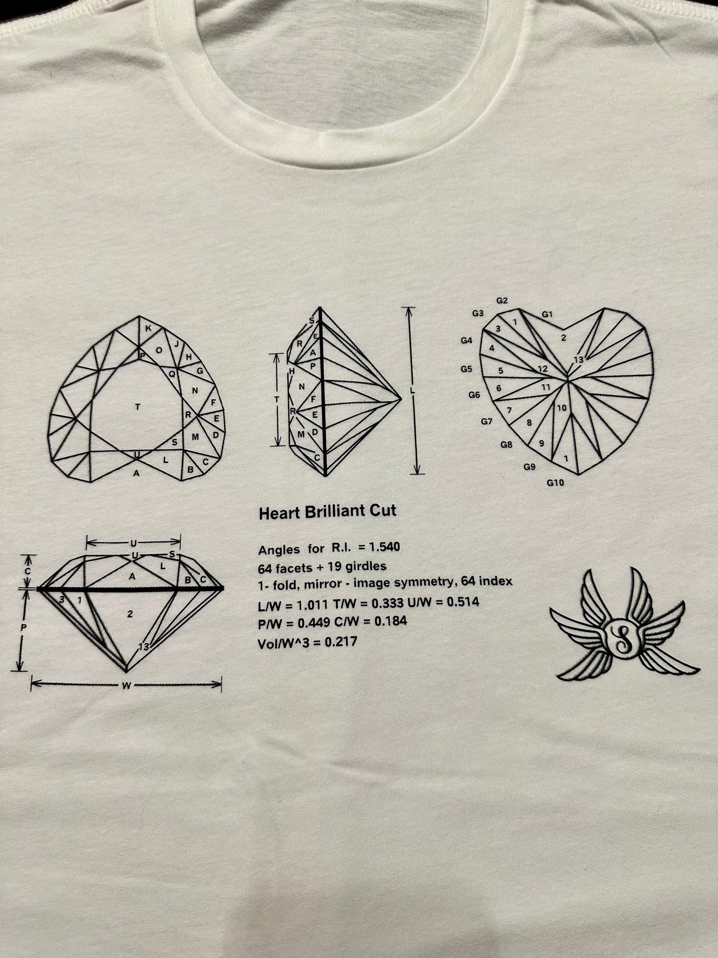 Heart Brilliant Cut Gemstone Diagram Shirt