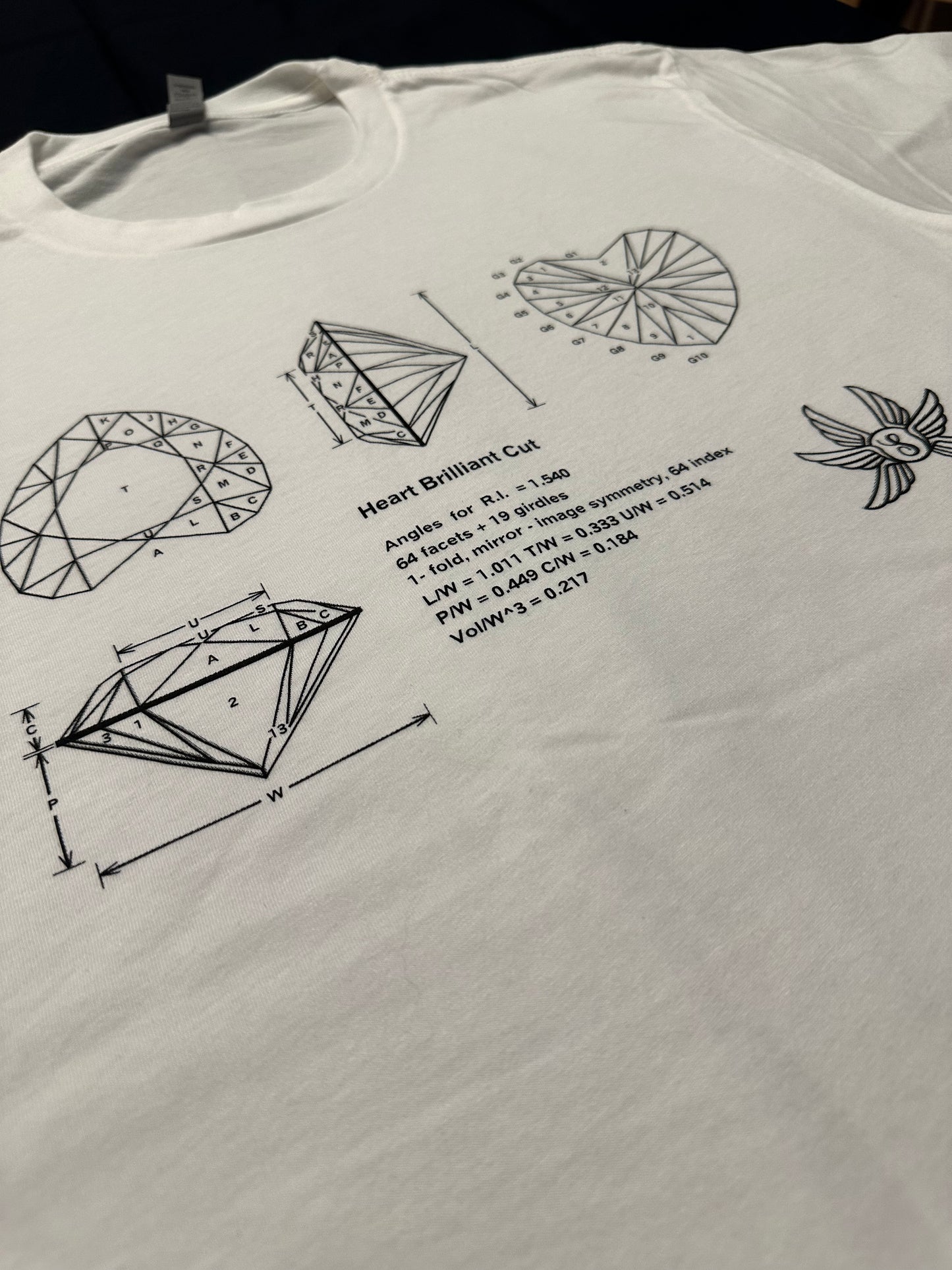 Heart Brilliant Cut Gemstone Diagram Shirt