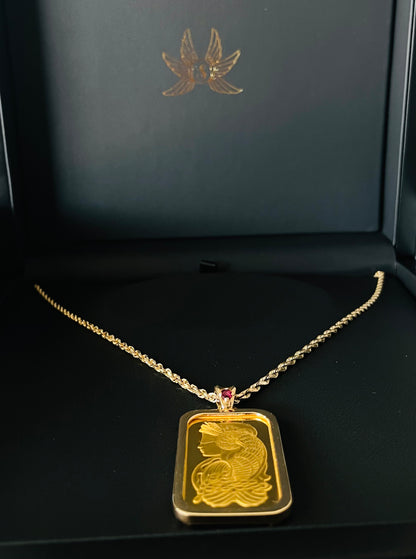 Pamp Fortuna Suisse 1 oz Gold Bar Pendant