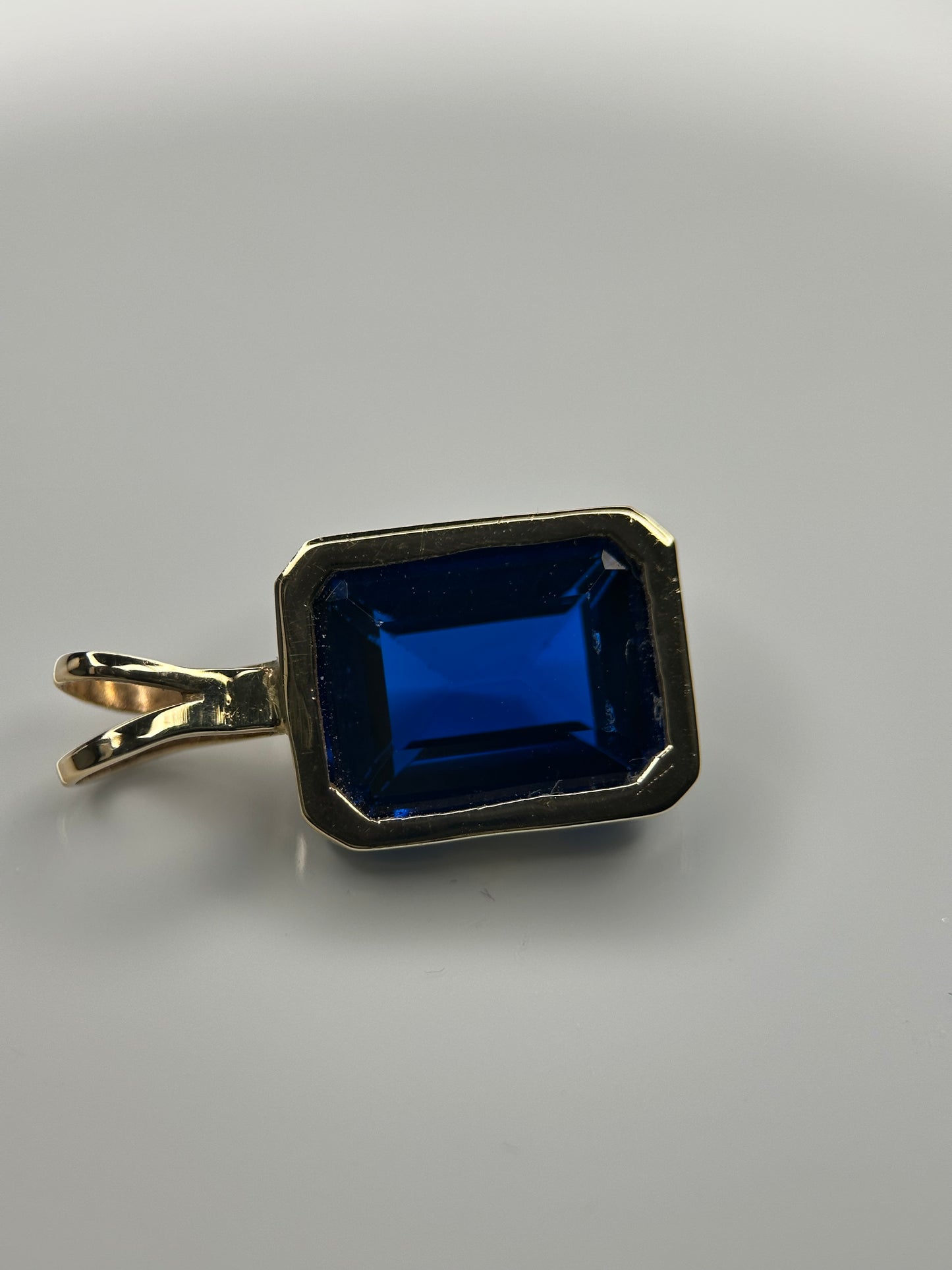 Lab Blue Sapphire Gold Pendant