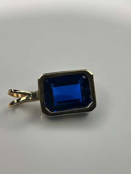 Lab Blue Sapphire Gold Pendant