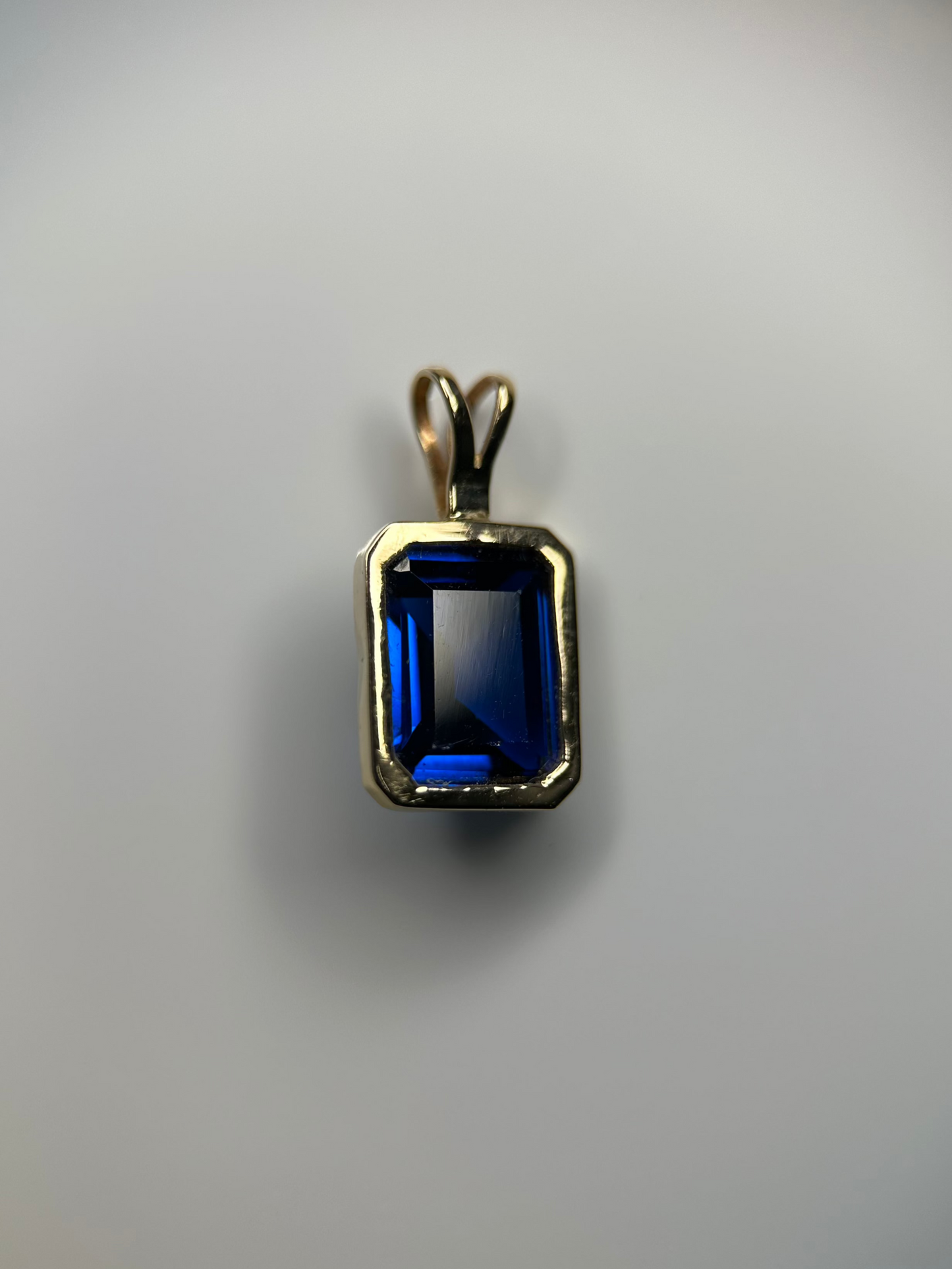 Lab Blue Sapphire Gold Pendant