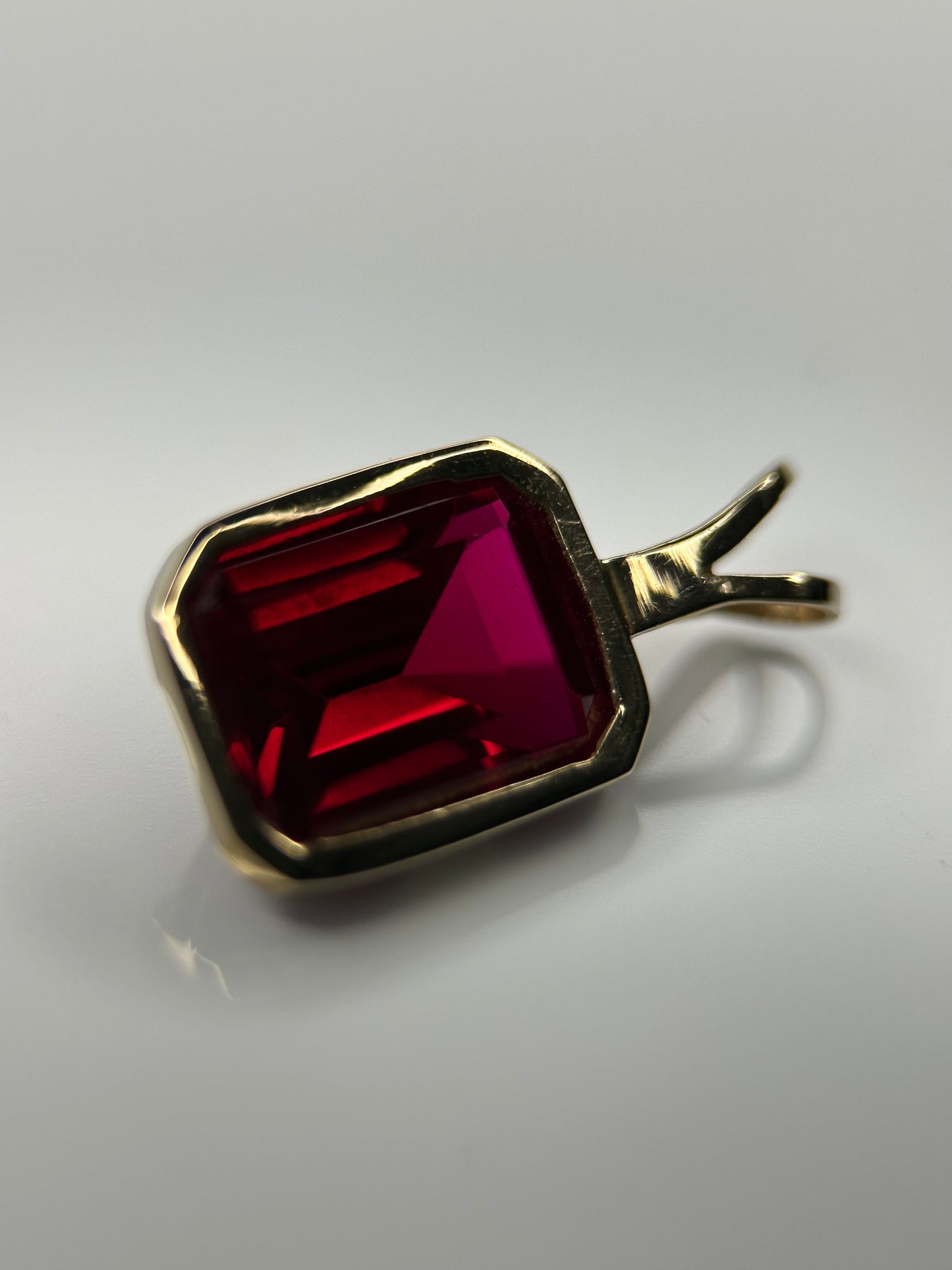 Lab Ruby Gold Pendant