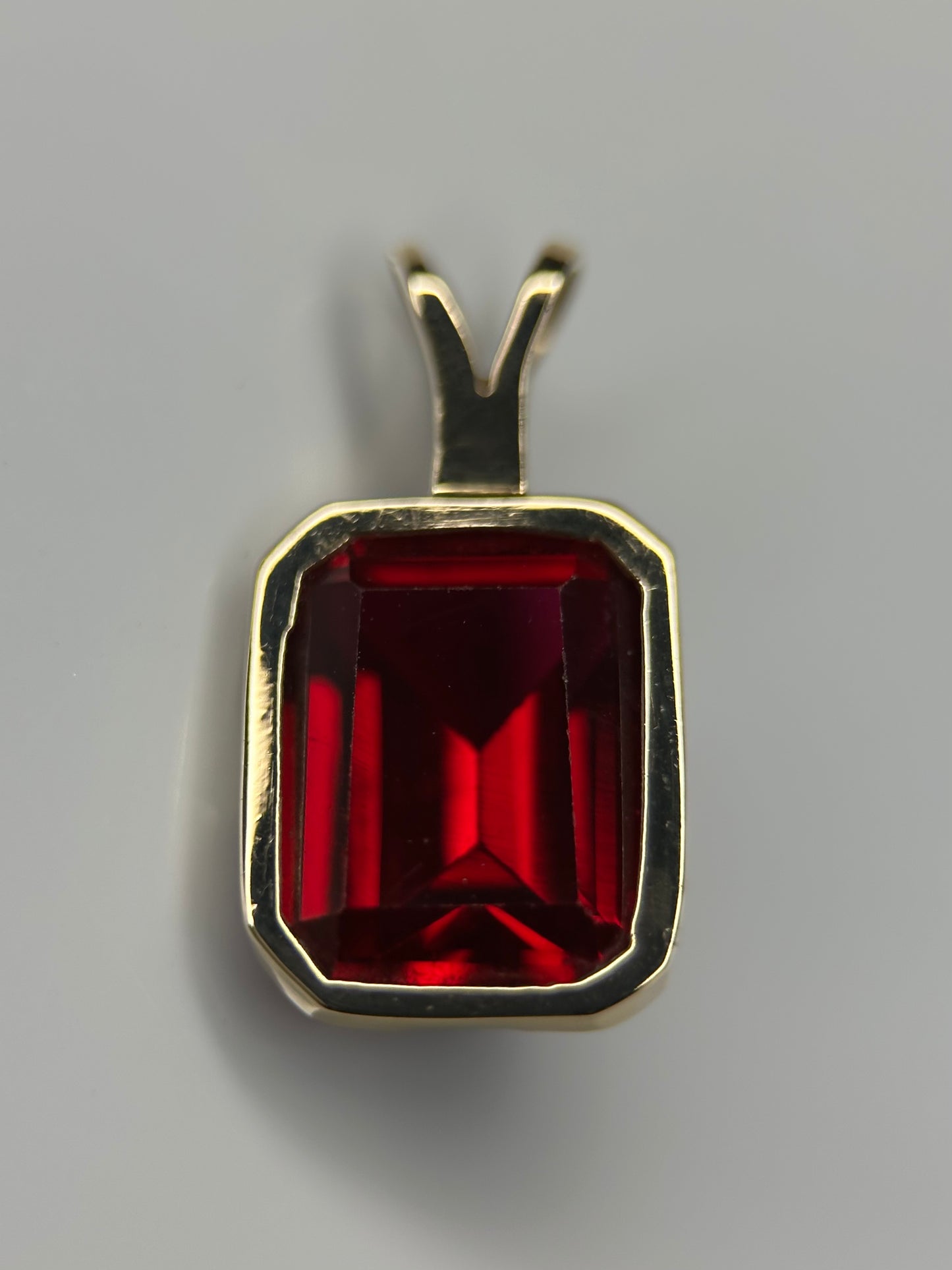Lab Ruby Gold Pendant