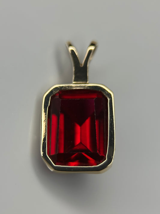 Lab Ruby Gold Pendant