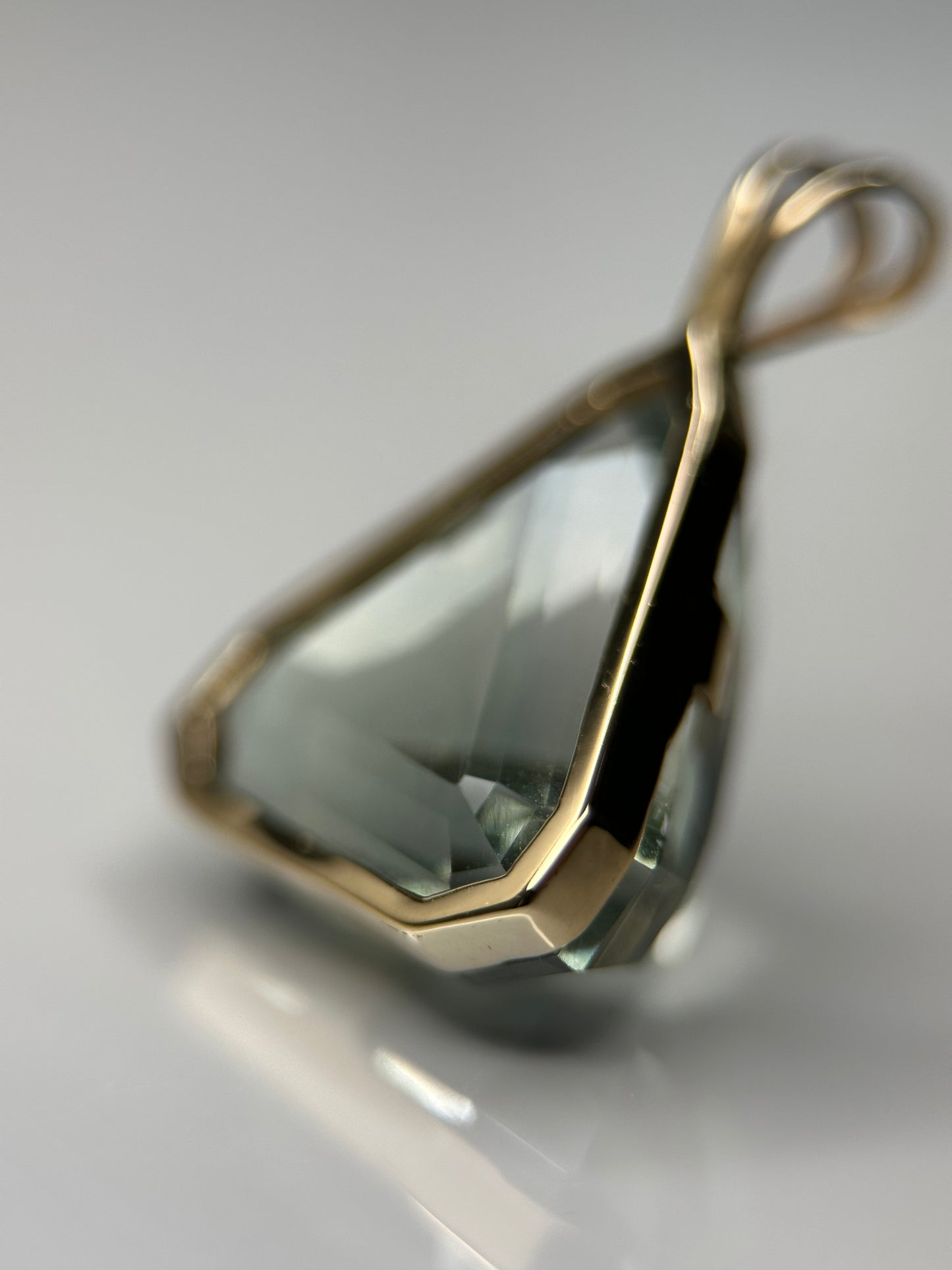 Trillion Cut Gold Praisolite Pendant