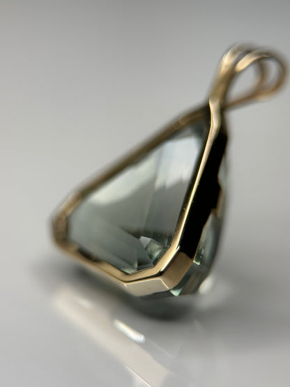 Trillion Cut Gold Praisolite Pendant
