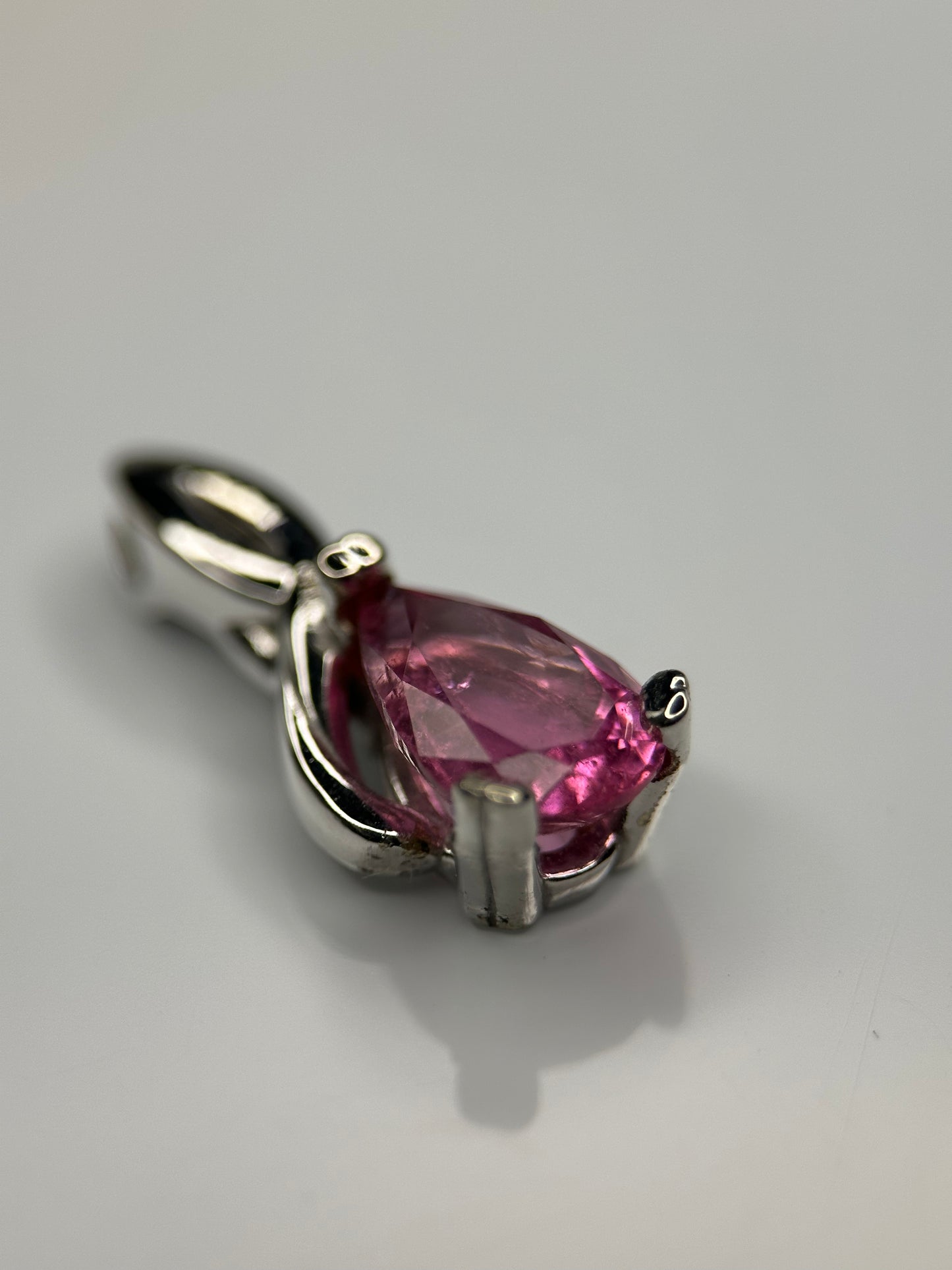Pink Tourmaline White Gold Pendant