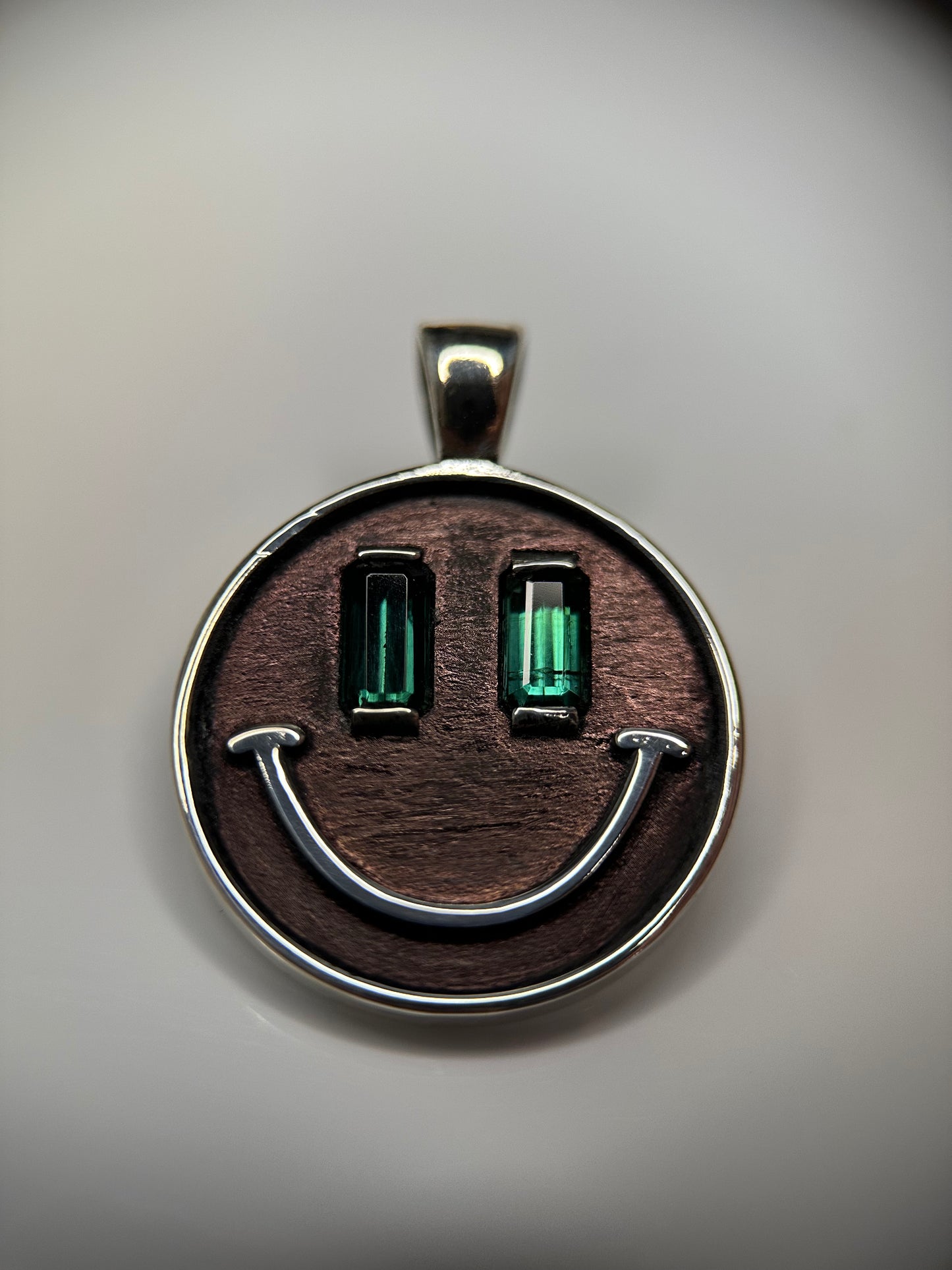 Blue-Green Tourmaline Smile Pendant In Silver