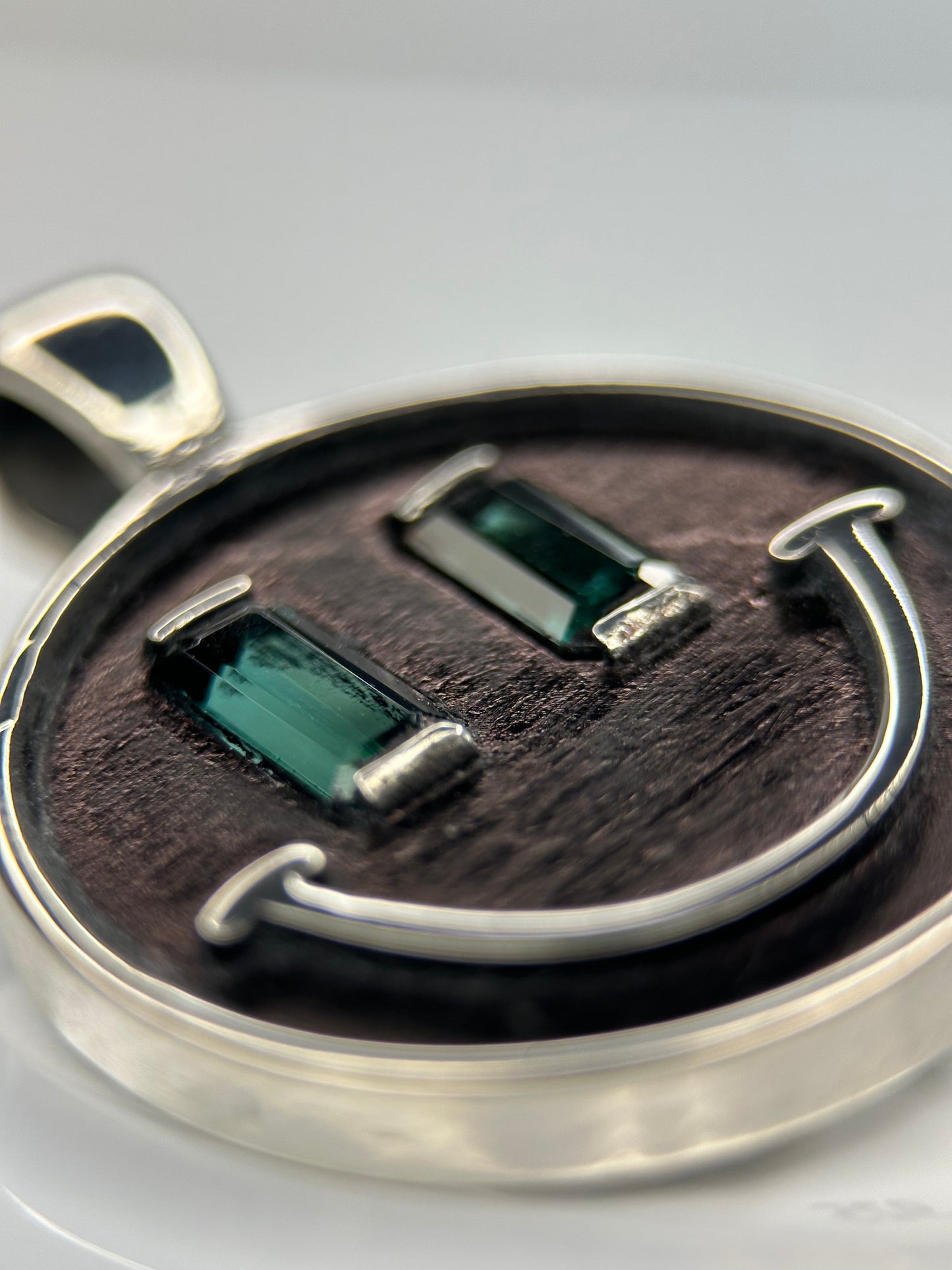 Blue-Green Tourmaline Smile Pendant In Silver