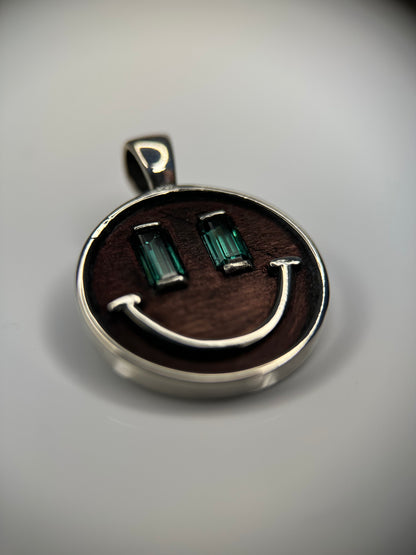 Blue-Green Tourmaline Smile Pendant In Silver