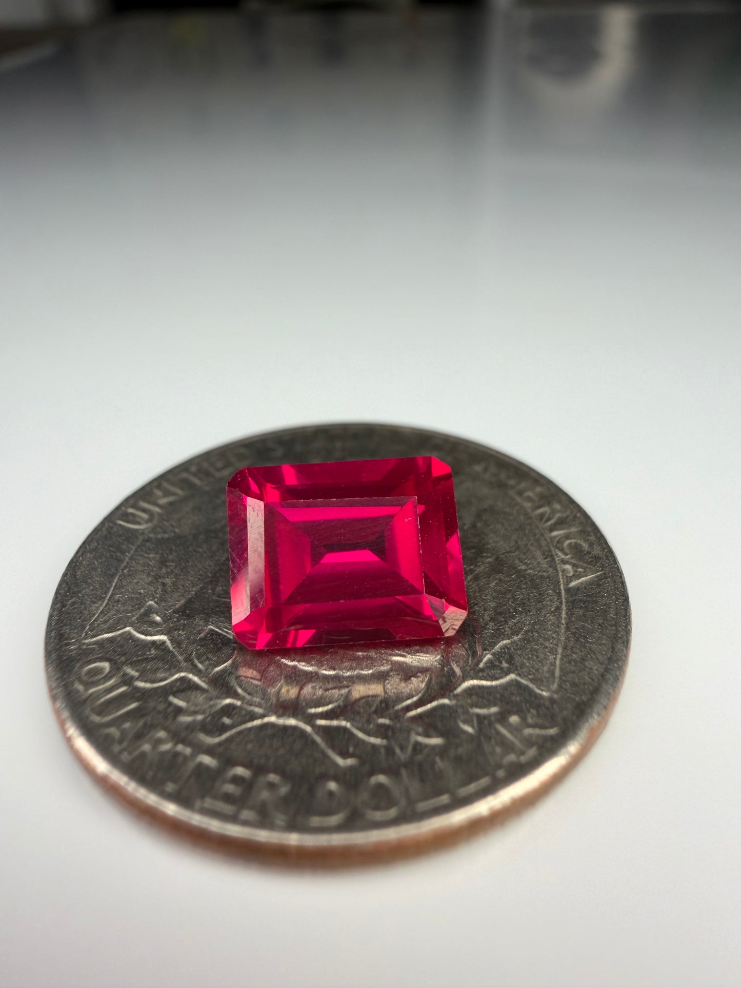 Emerald Cut Lab Grown Ruby 3.15cts