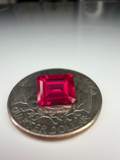 Emerald Cut Lab Grown Ruby 3.15cts