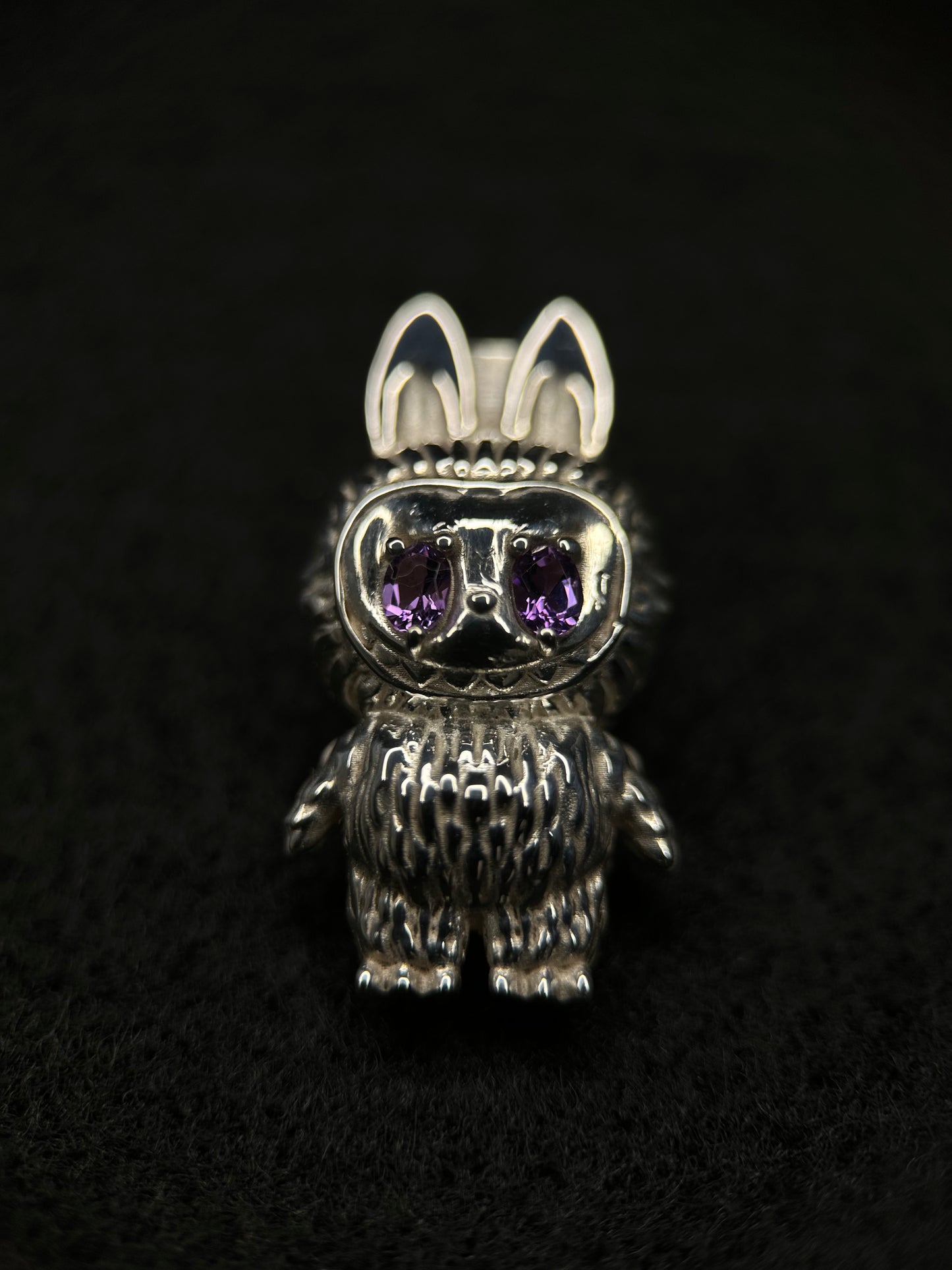 Labubu Silver Pendant With Amethyst Eyes