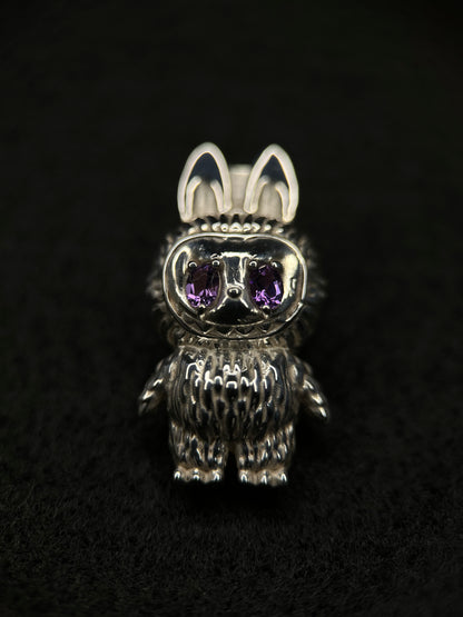 Labubu Silver Pendant With Amethyst Eyes