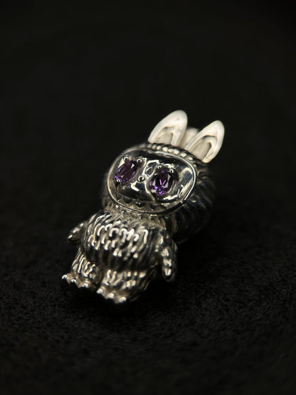 Labubu Silver Pendant With Amethyst Eyes