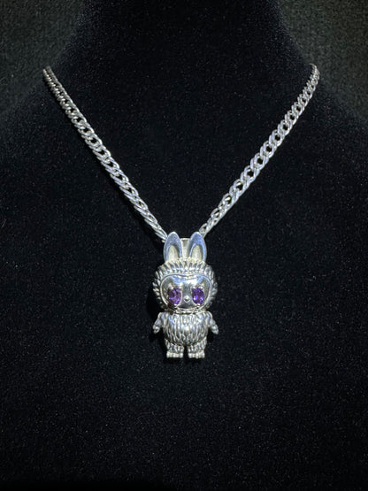 Labubu Silver Pendant With Amethyst Eyes