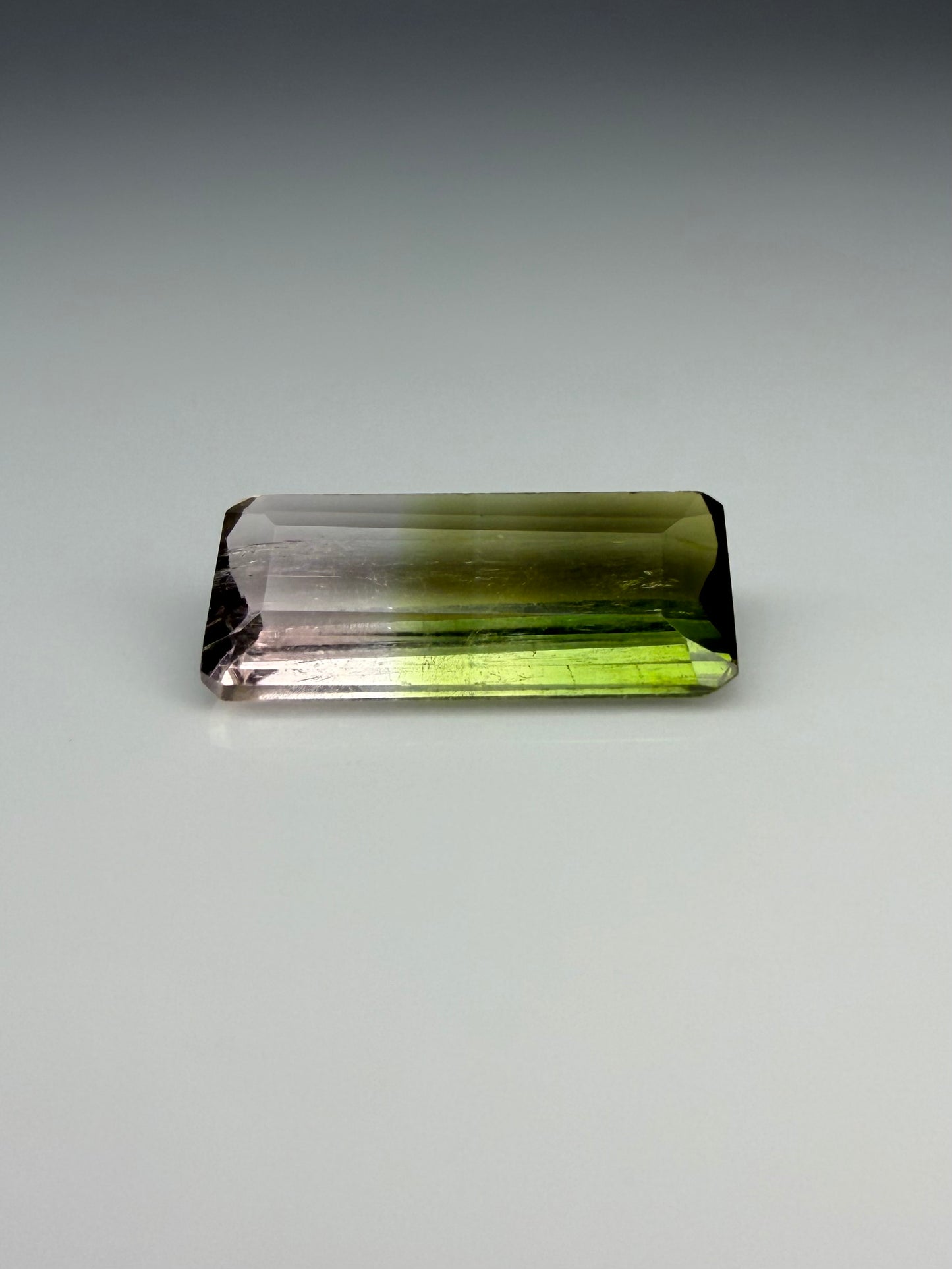 Emerald Cut  Lime Green & Colorless Bi Color Tourmaline 0.95ct