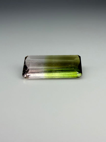 Emerald Cut  Lime Green & Colorless Bi Color Tourmaline 0.95ct
