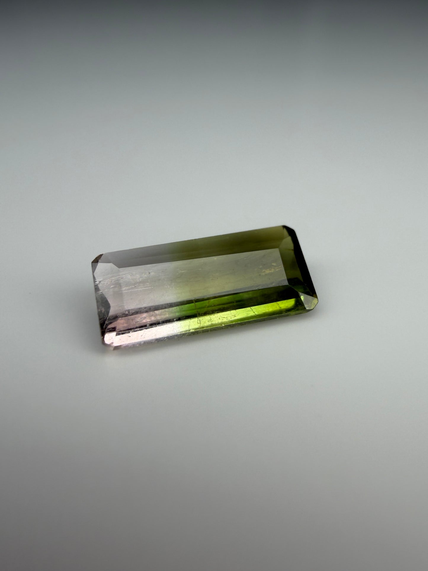 Emerald Cut  Lime Green & Colorless Bi Color Tourmaline 0.95ct