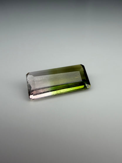 Emerald Cut  Lime Green & Colorless Bi Color Tourmaline 0.95ct