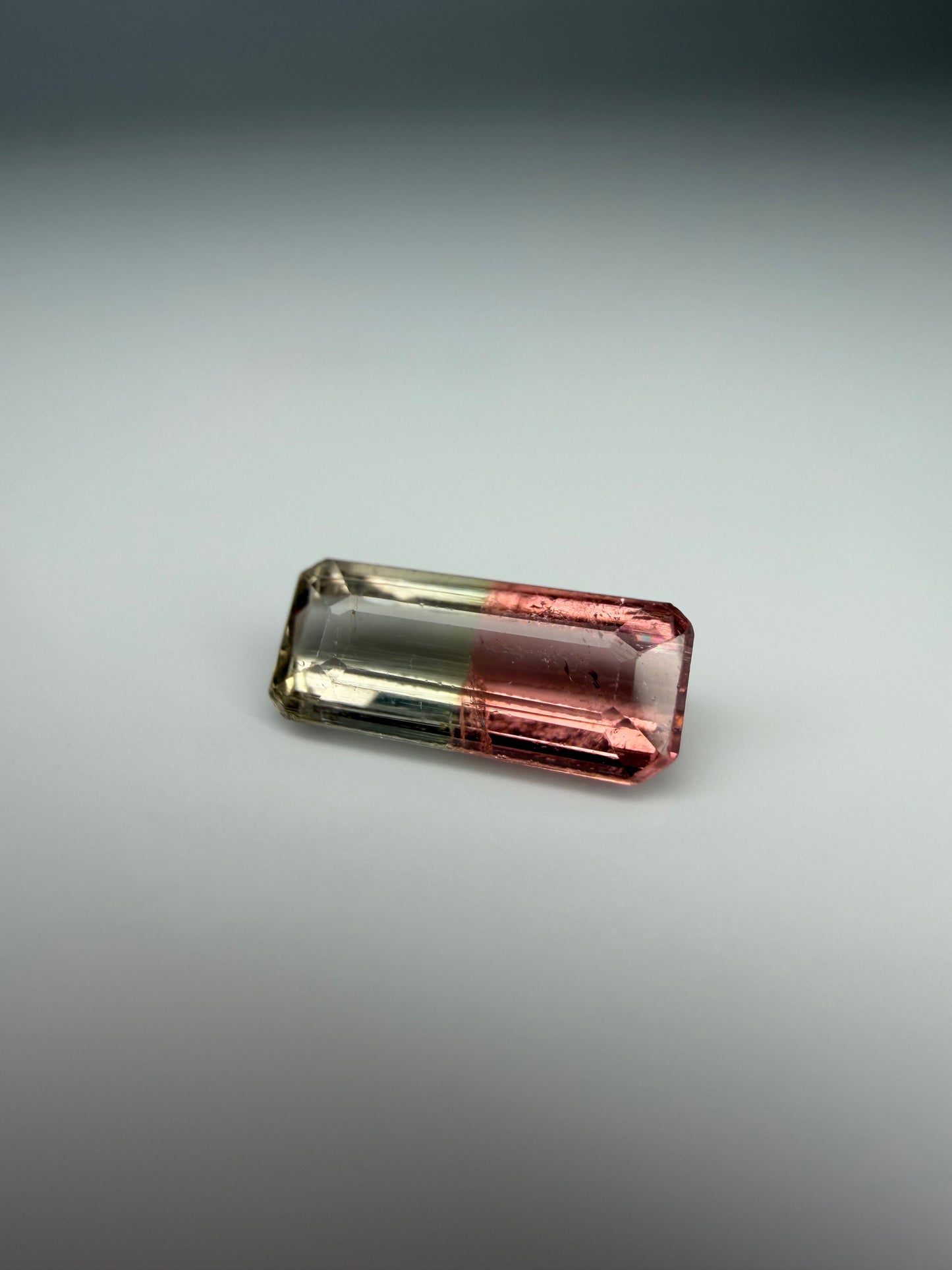 Emerald-Cut Pink & Clear Bi-Color Tourmaline 0.80ct