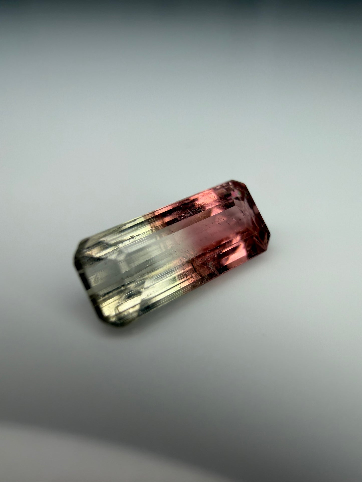 Emerald-Cut Pink & Clear Bi-Color Tourmaline 0.80ct