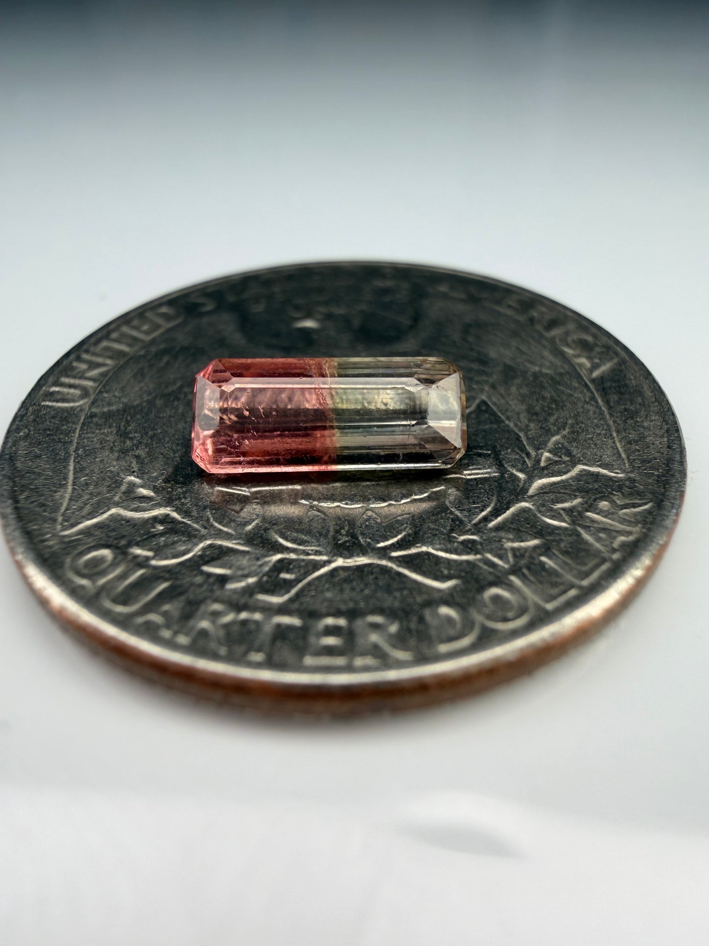 Emerald-Cut Pink & Clear Bi-Color Tourmaline 0.80ct