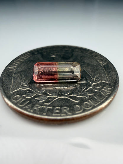 Emerald-Cut Pink & Clear Bi-Color Tourmaline 0.80ct