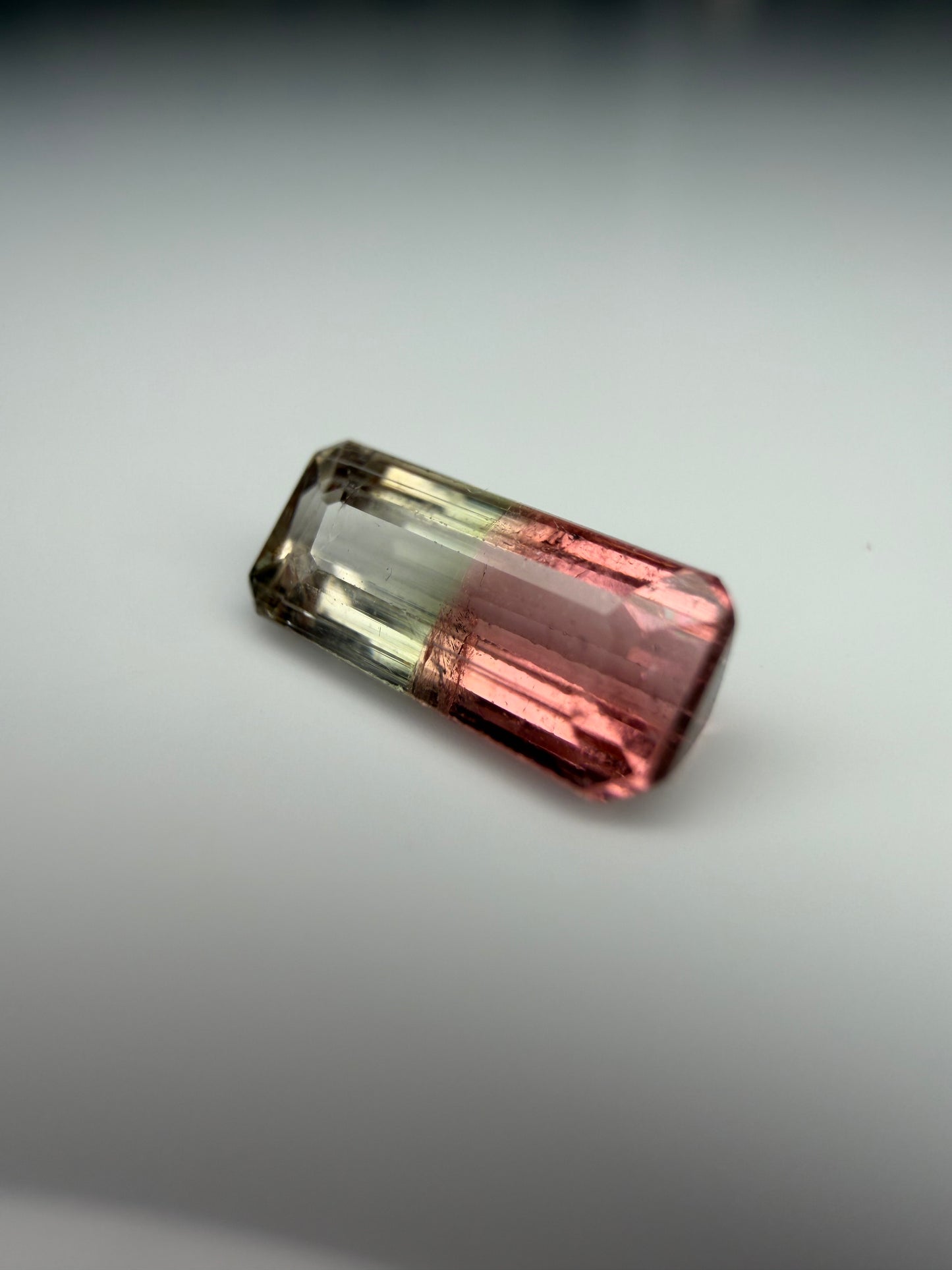 Emerald-Cut Pink & Clear Bi-Color Tourmaline 0.80ct