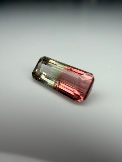 Emerald-Cut Pink & Clear Bi-Color Tourmaline 0.80ct