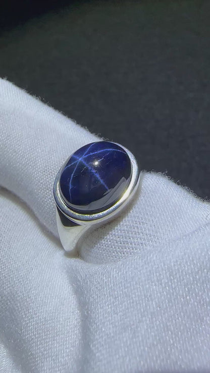 Star Sappphire Cabochon Silver Ring