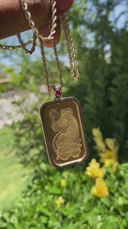 Pamp Fortuna Suisse 1 oz Gold Bar Pendant