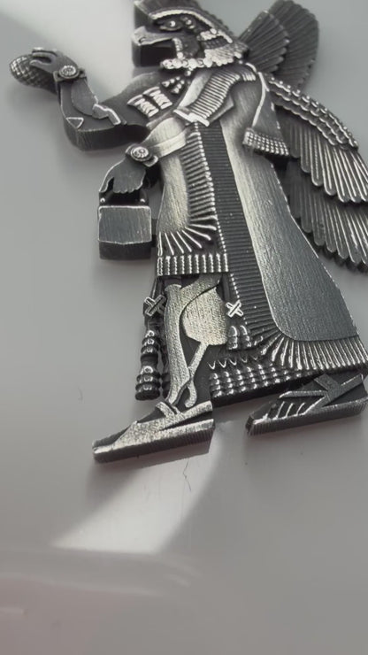 Sterling Silver Assyrian Winged Apkallu (Annunaki) Pendant